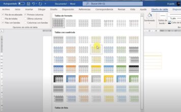 Auto formato de tablas en Word